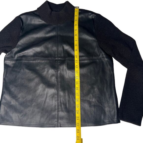 Ann Taylor women’s small black sweater faux leather front panel - Picture 5 of 5